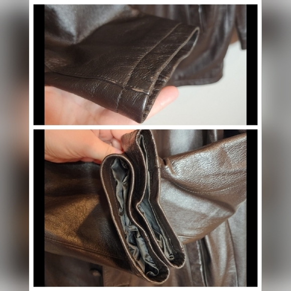 Juliano Celini brown leather jacket.  Button front.  Pockets.  Women's size XL. - Picture 6 of 16